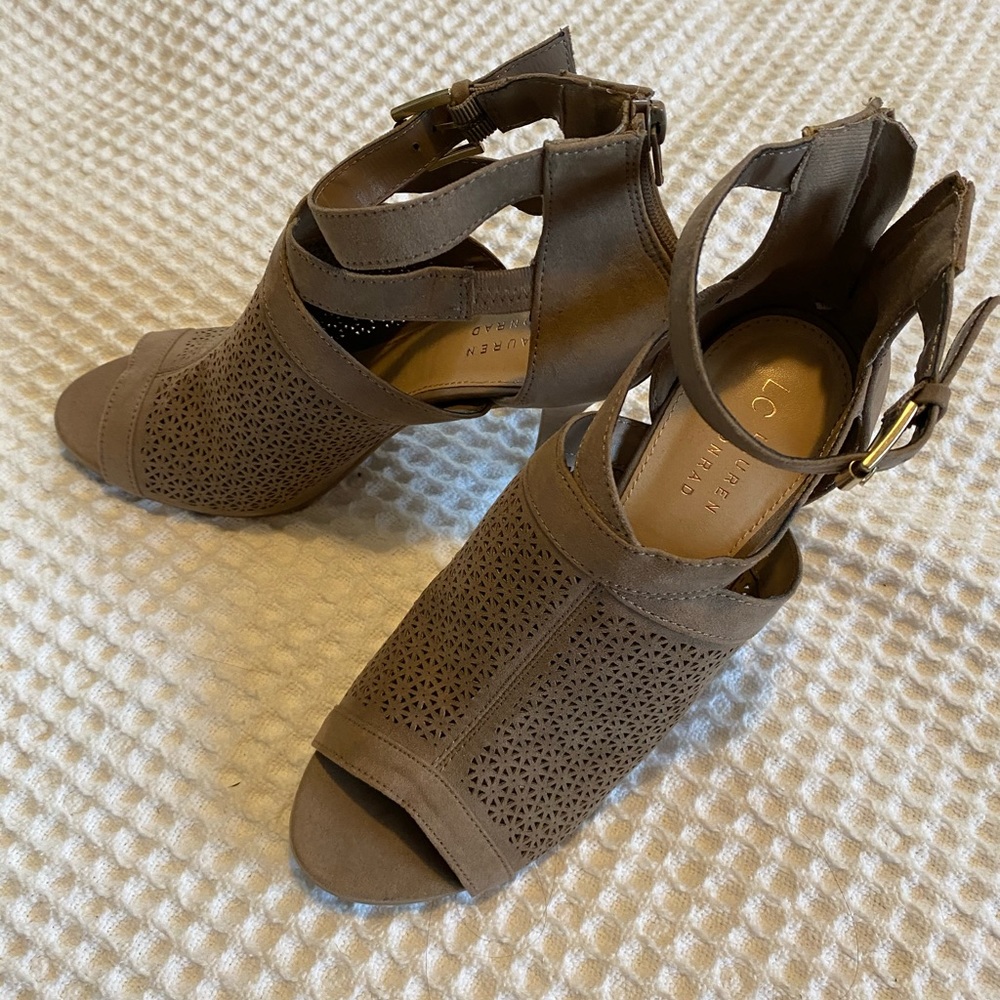 Lauren Conrad strappy open toe heel